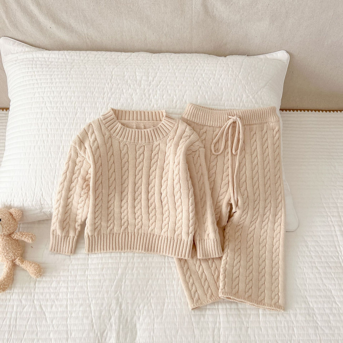 Ivory Cable Knit Set