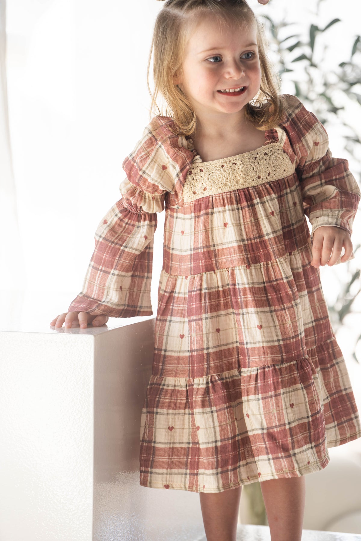 Merry Little Heart Dress with Bow Clip