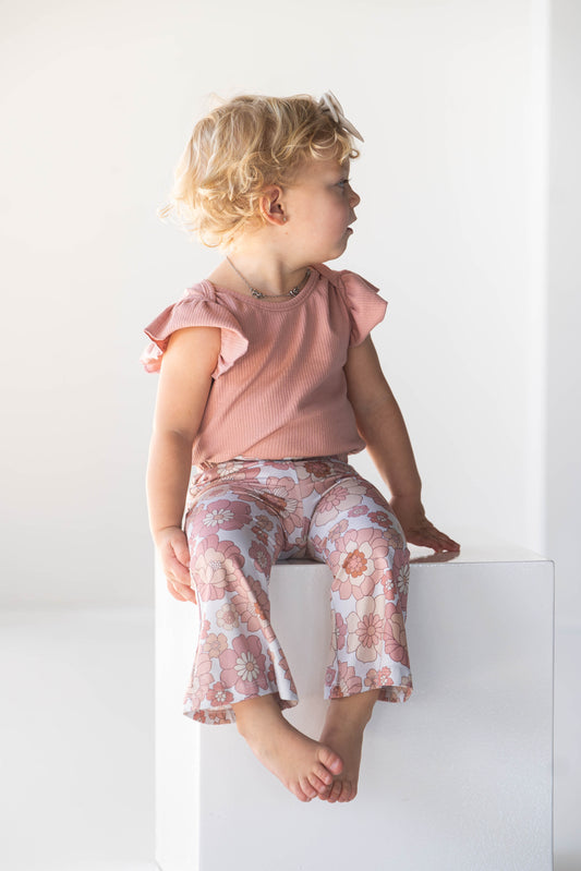 Pink Flutter Sleeve Bodysuit