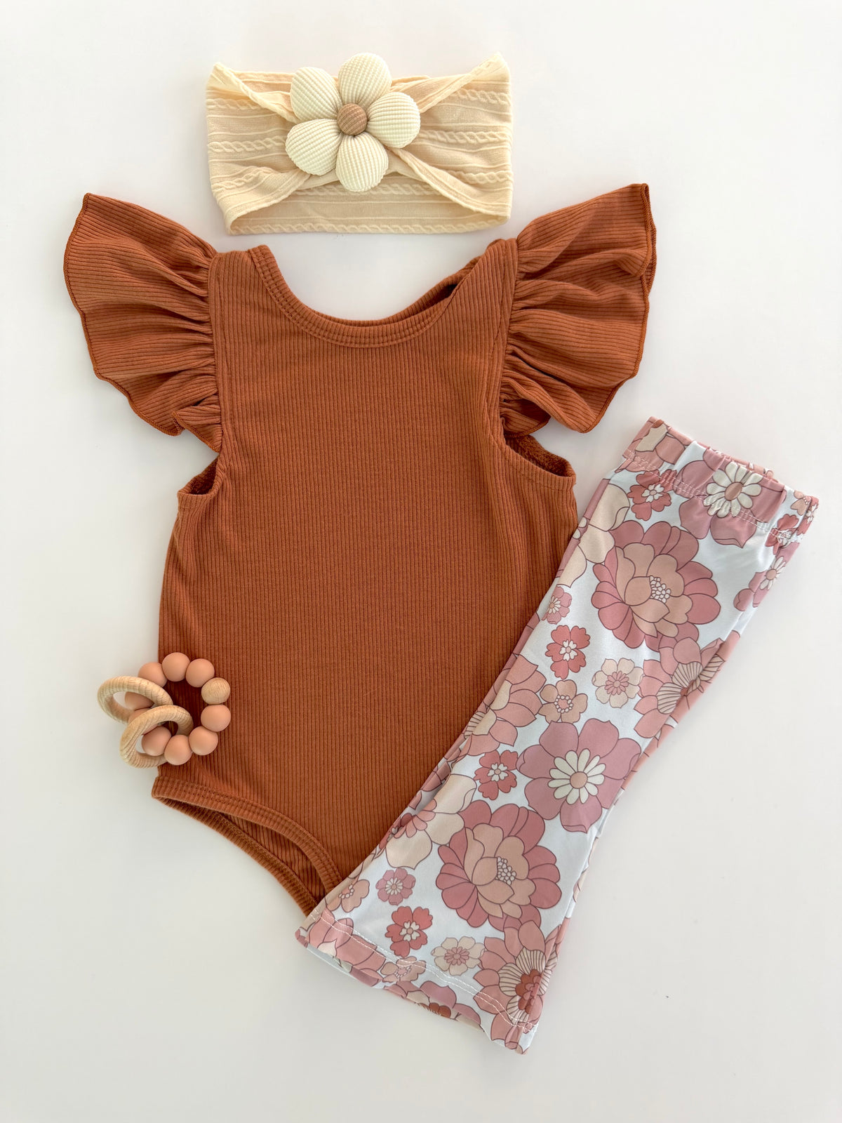 Terracotta Flutter Sleeve Bodysuit