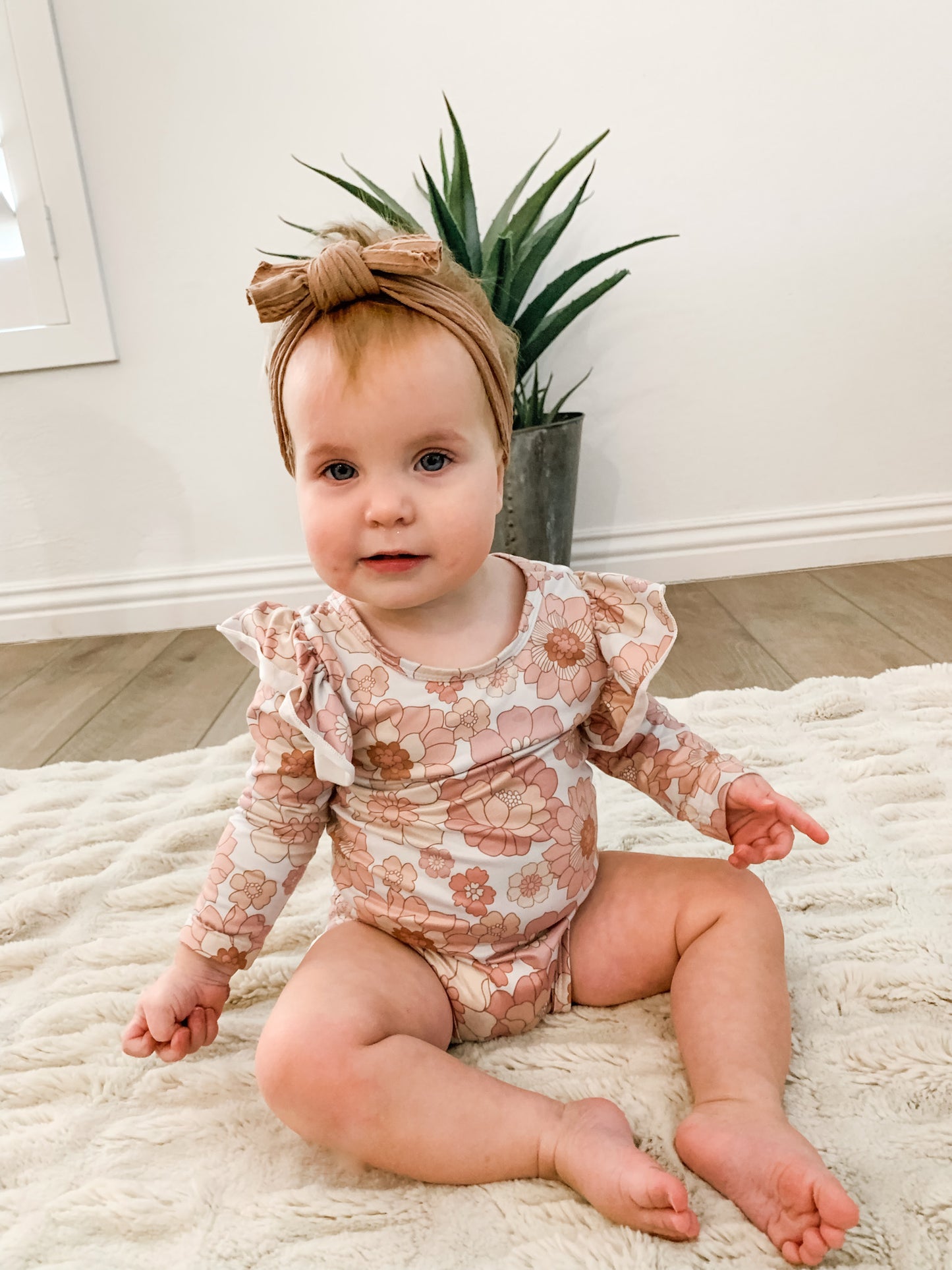 Retro Flower Long Sleeve Bodysuit