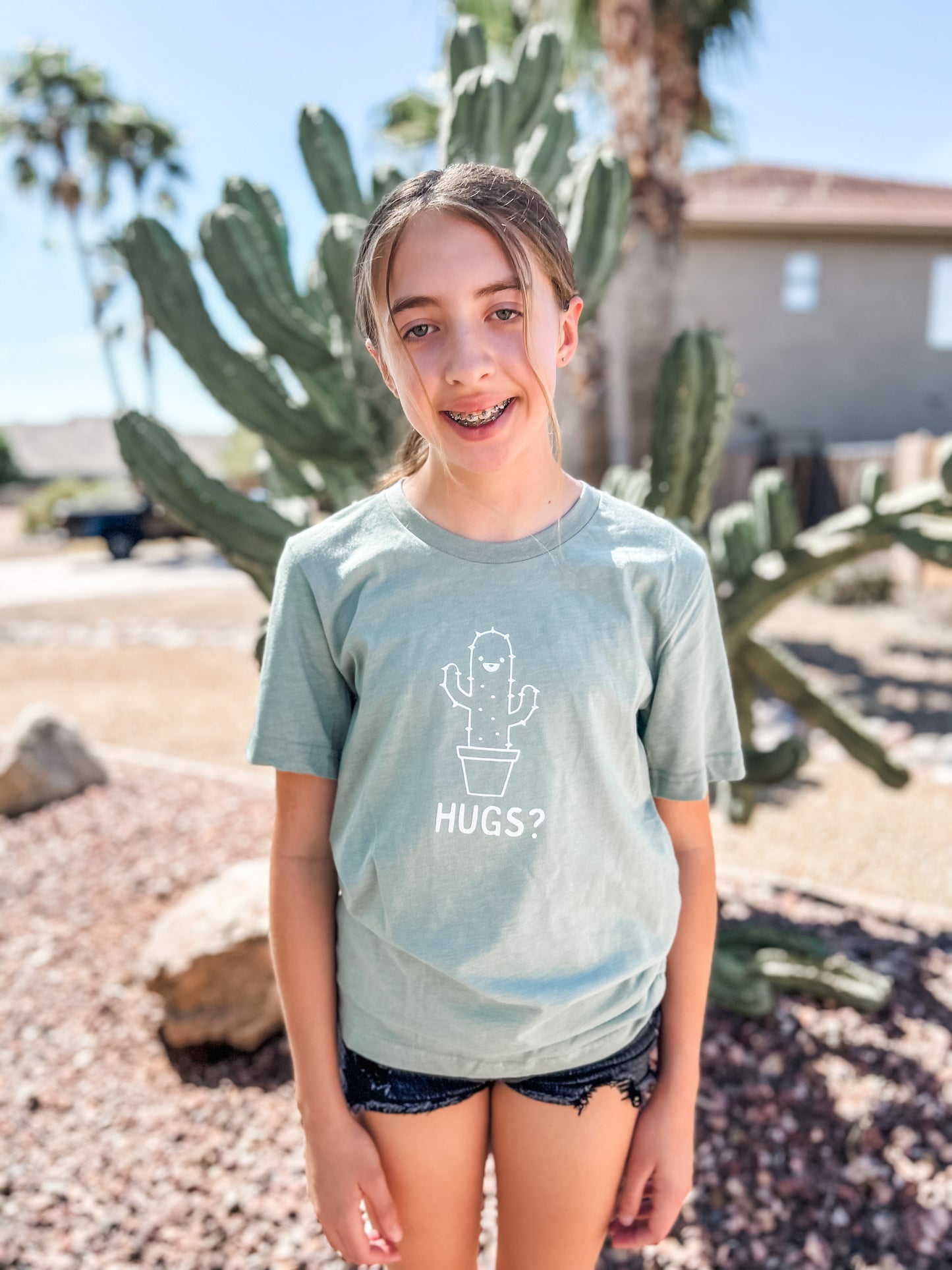Hugs? Cactus Adult Green Shirt