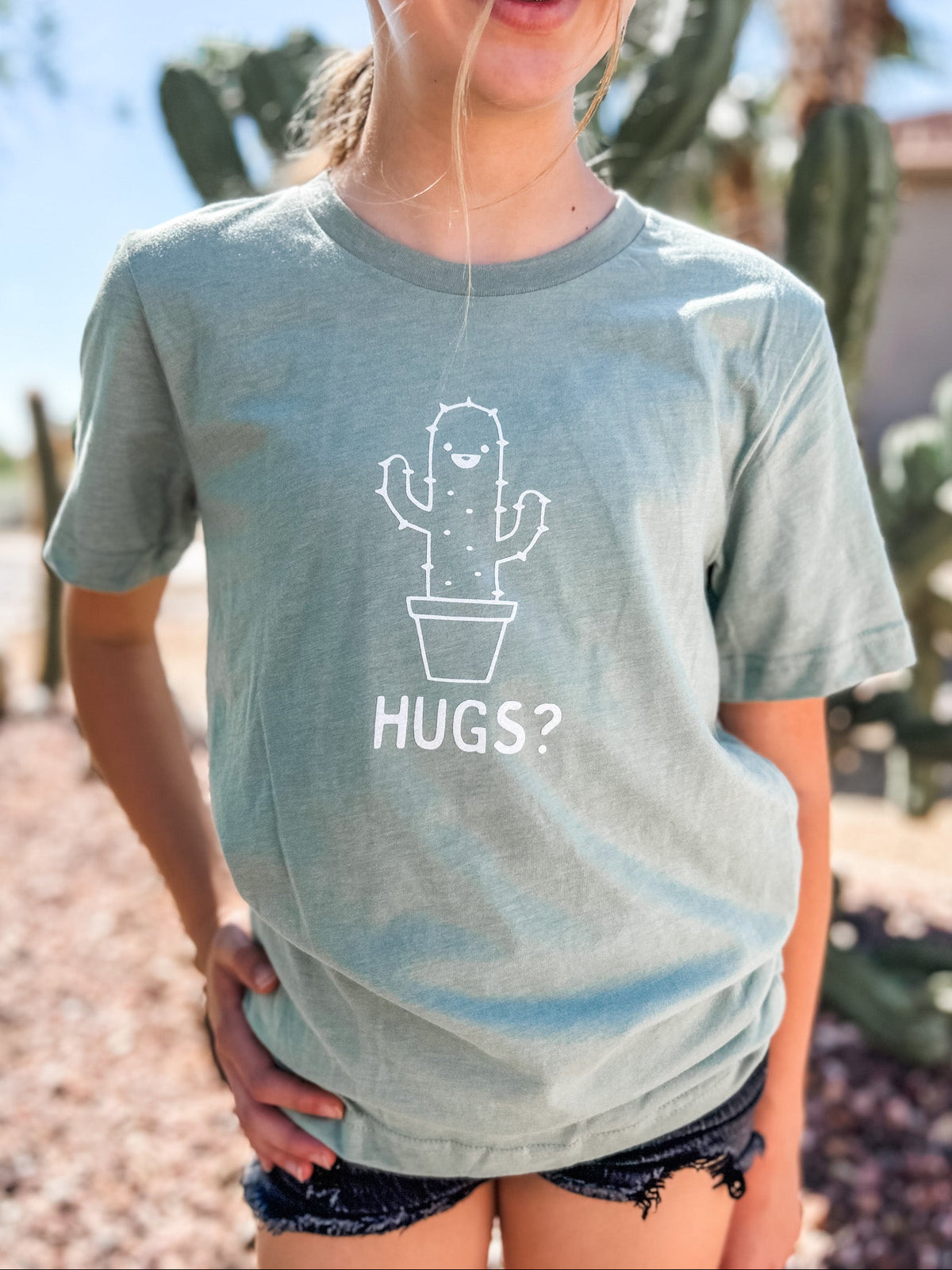 Hugs? Cactus Adult Green Shirt