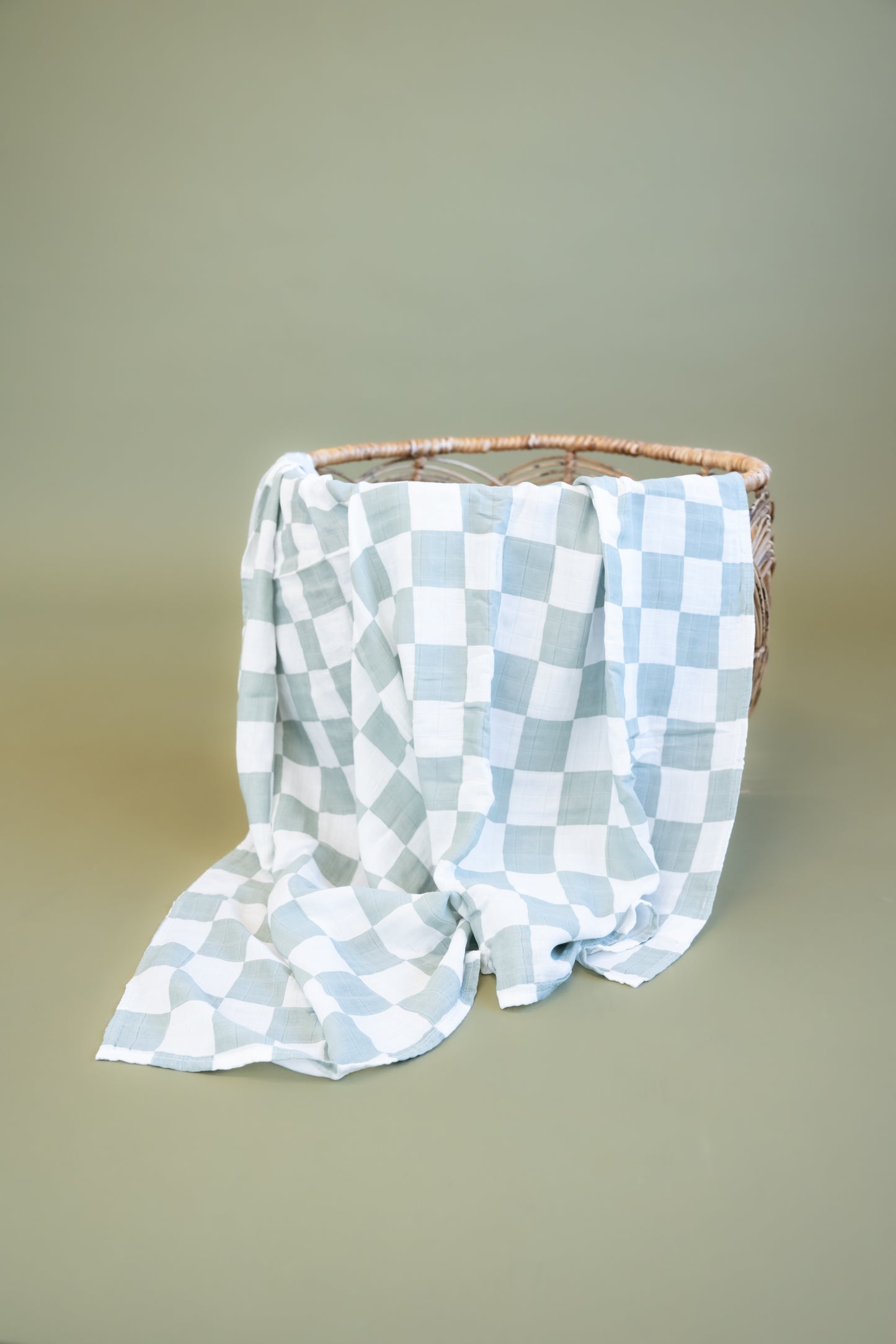 Teal Checker Muslin Bamboo Blanket