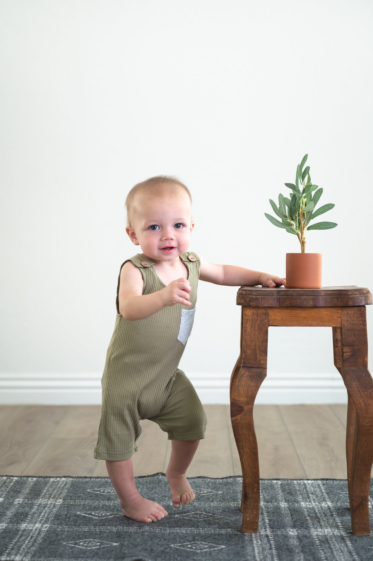 Olive Pocket Romper