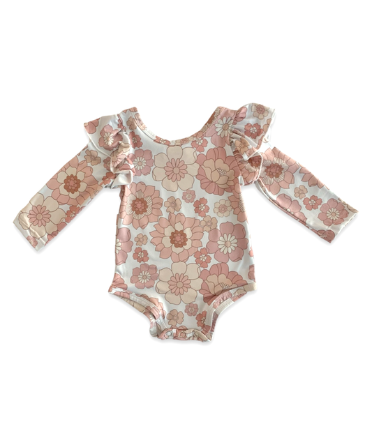 Retro Flower Long Sleeve Bodysuit