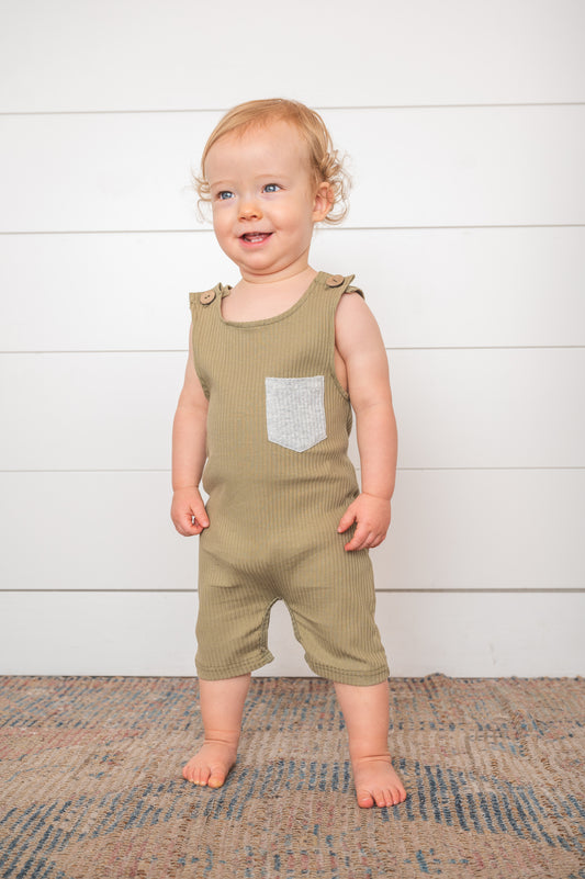 Olive Pocket Romper