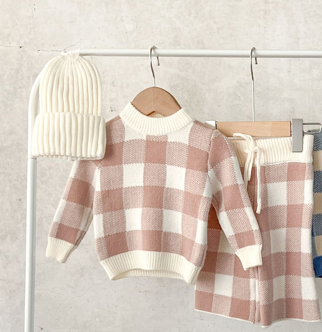 Blush Gingham Knit Set