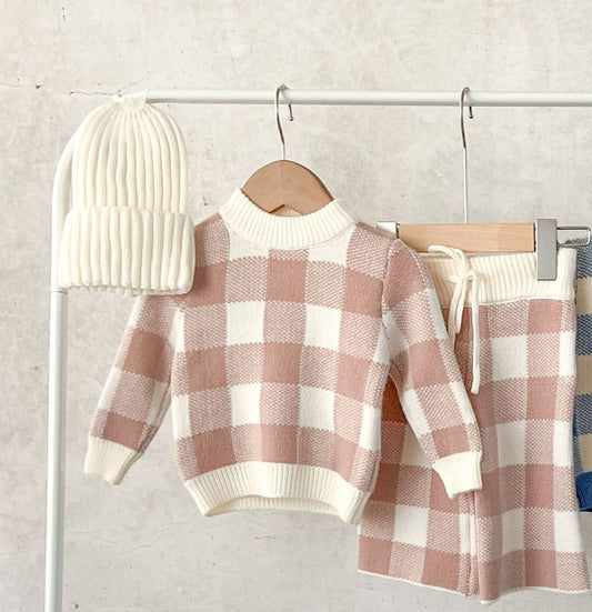 Blush Gingham Knit Set