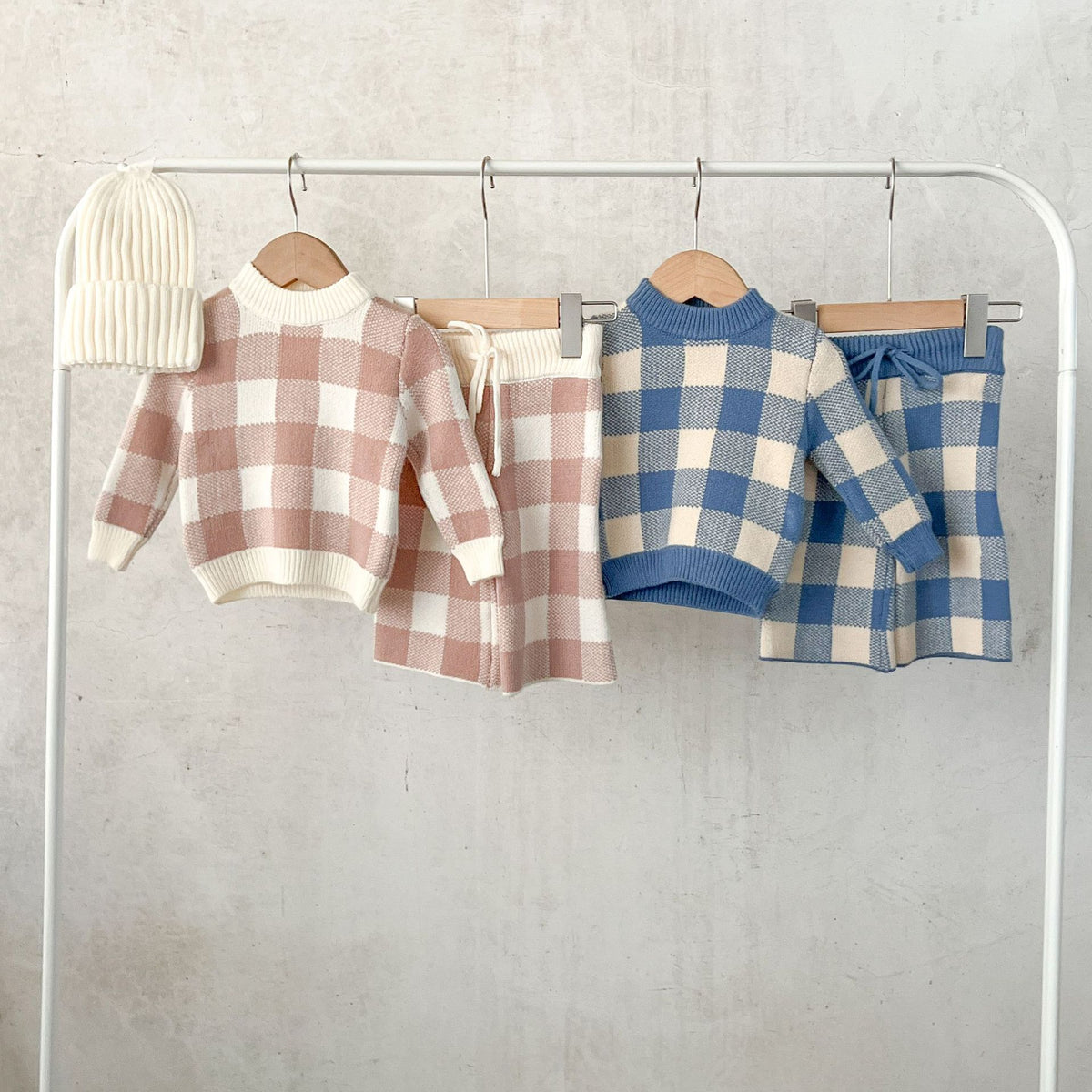 Blush Gingham Knit Set