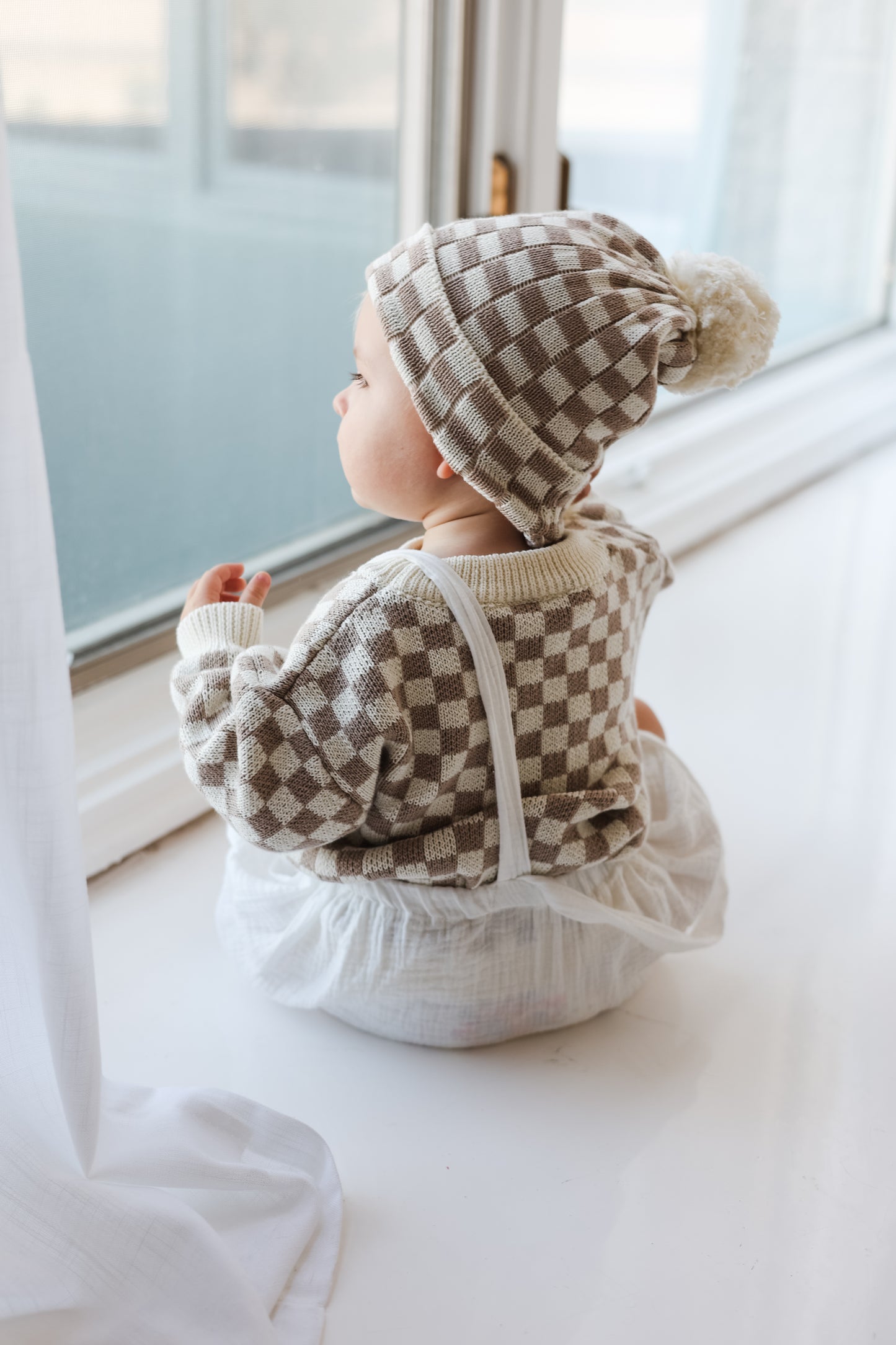 Checker Knit Beanie Hat