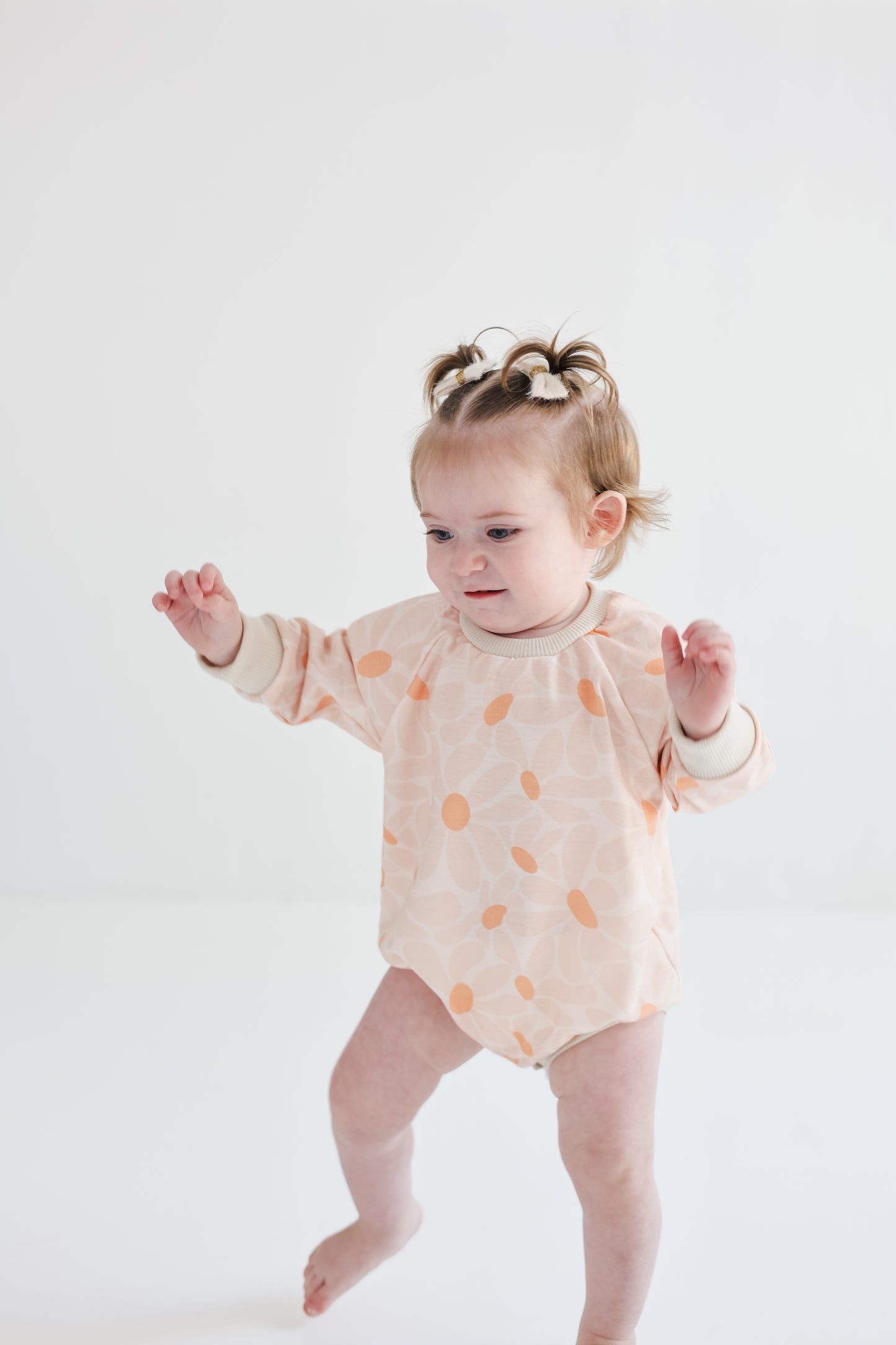 Wavy Petal Long Sleeve Romper