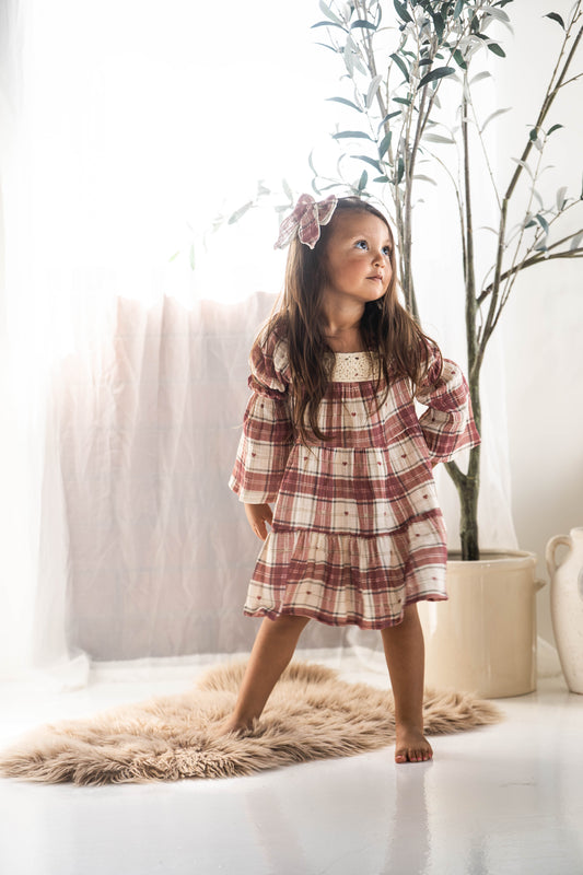 Merry Little Heart Dress with Bow Clip