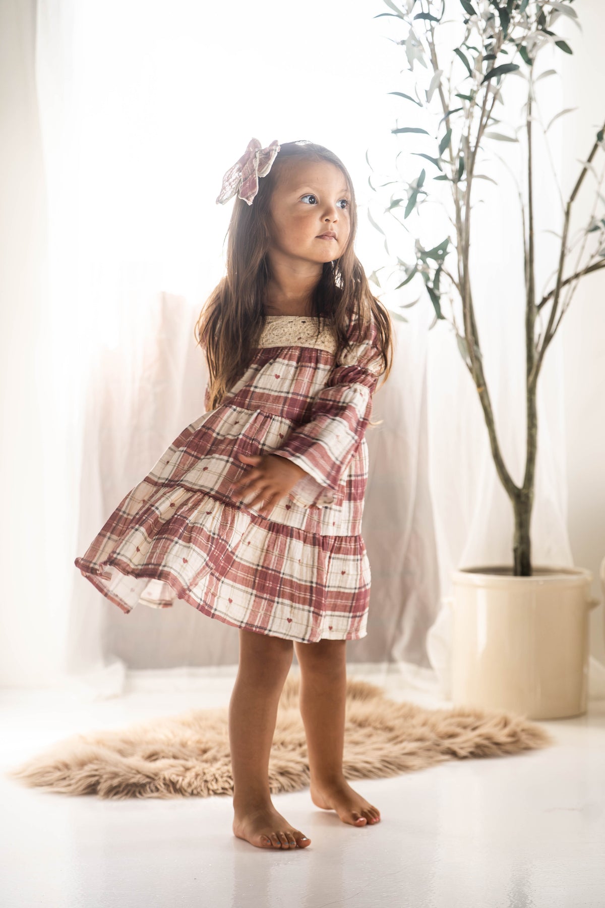 Merry Little Heart Dress with Bow Clip
