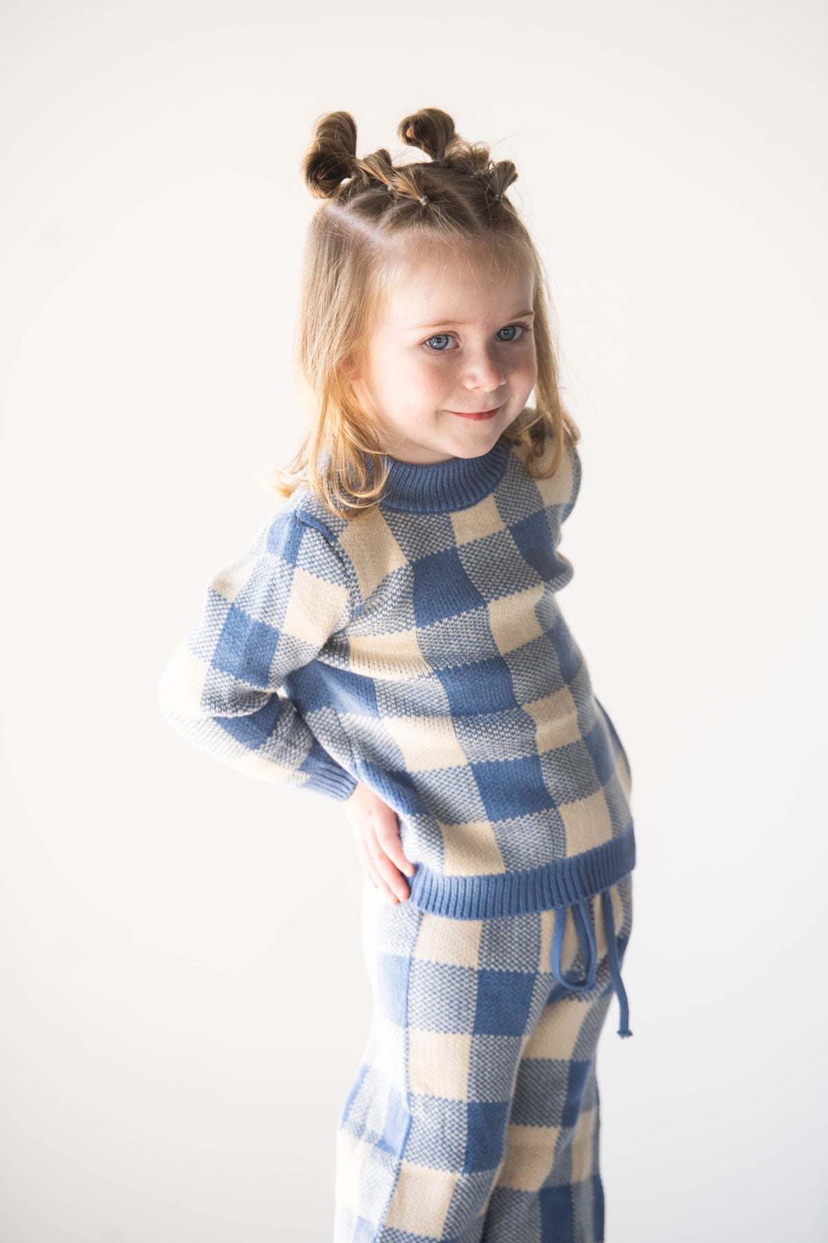 French Blue Gingham Knit Set