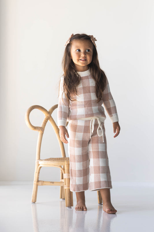 Blush Gingham Knit Set