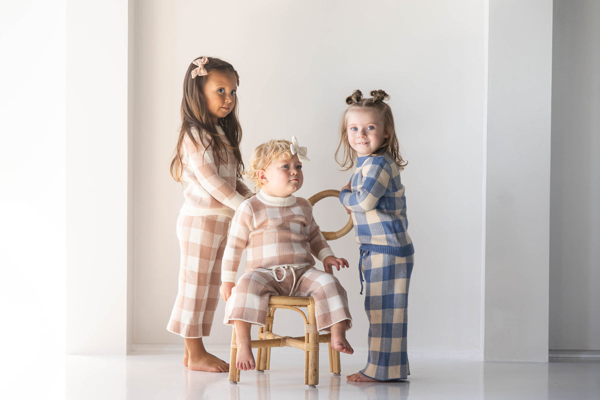 Blush Gingham Knit Set