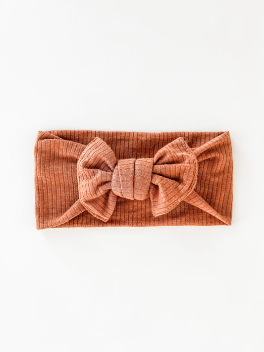 Orange Ribbed Bow Headband