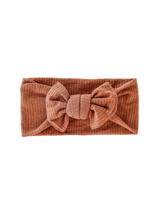 Orange Ribbed Bow Headband