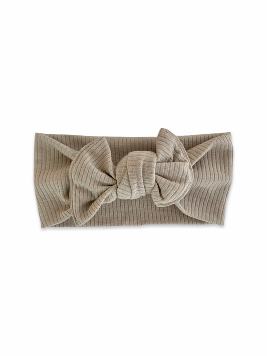 Oatmeal Ribbed Bow Headband