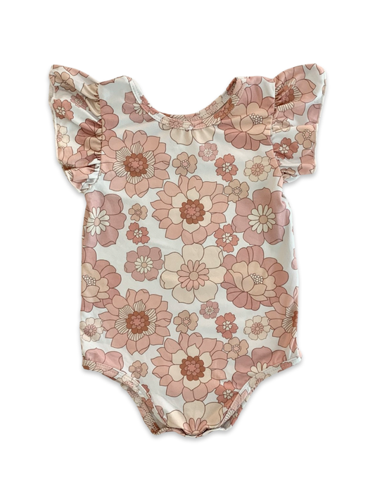 Retro Flower Short Sleeve Bodysuit