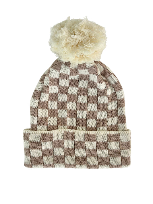 Checker Knit Beanie Hat