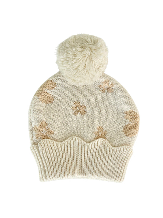 Floral Knit Beanie Hat