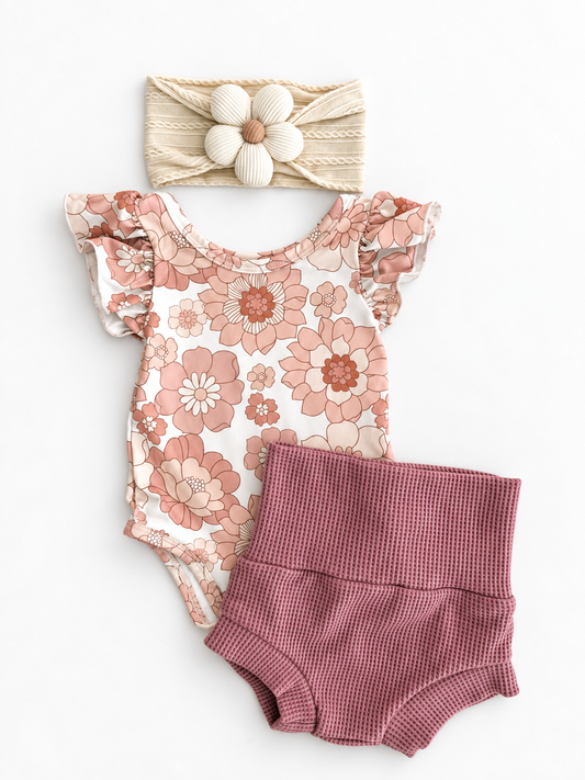 Beige Daisy Bow Headband
