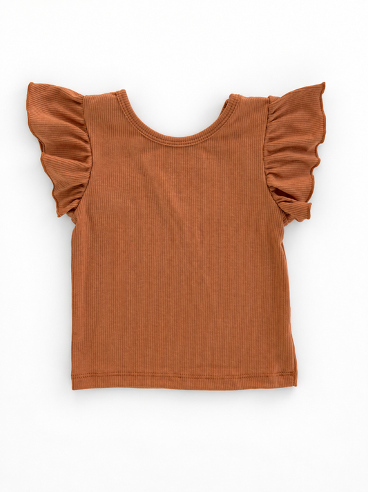 Terracotta Flutter Sleeve Top