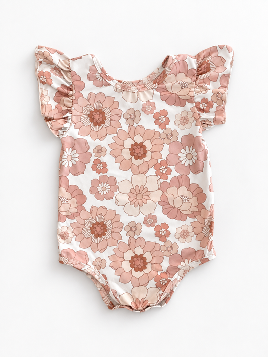 Retro Flower Short Sleeve Bodysuit
